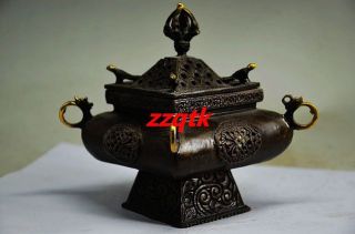Collectible Chinese Exquisite Workmanship Copper Incense Burner photo
