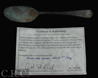 Brass Spoon Recovery From Rosario Shipwreck Of 1753,  Uguguay photo
