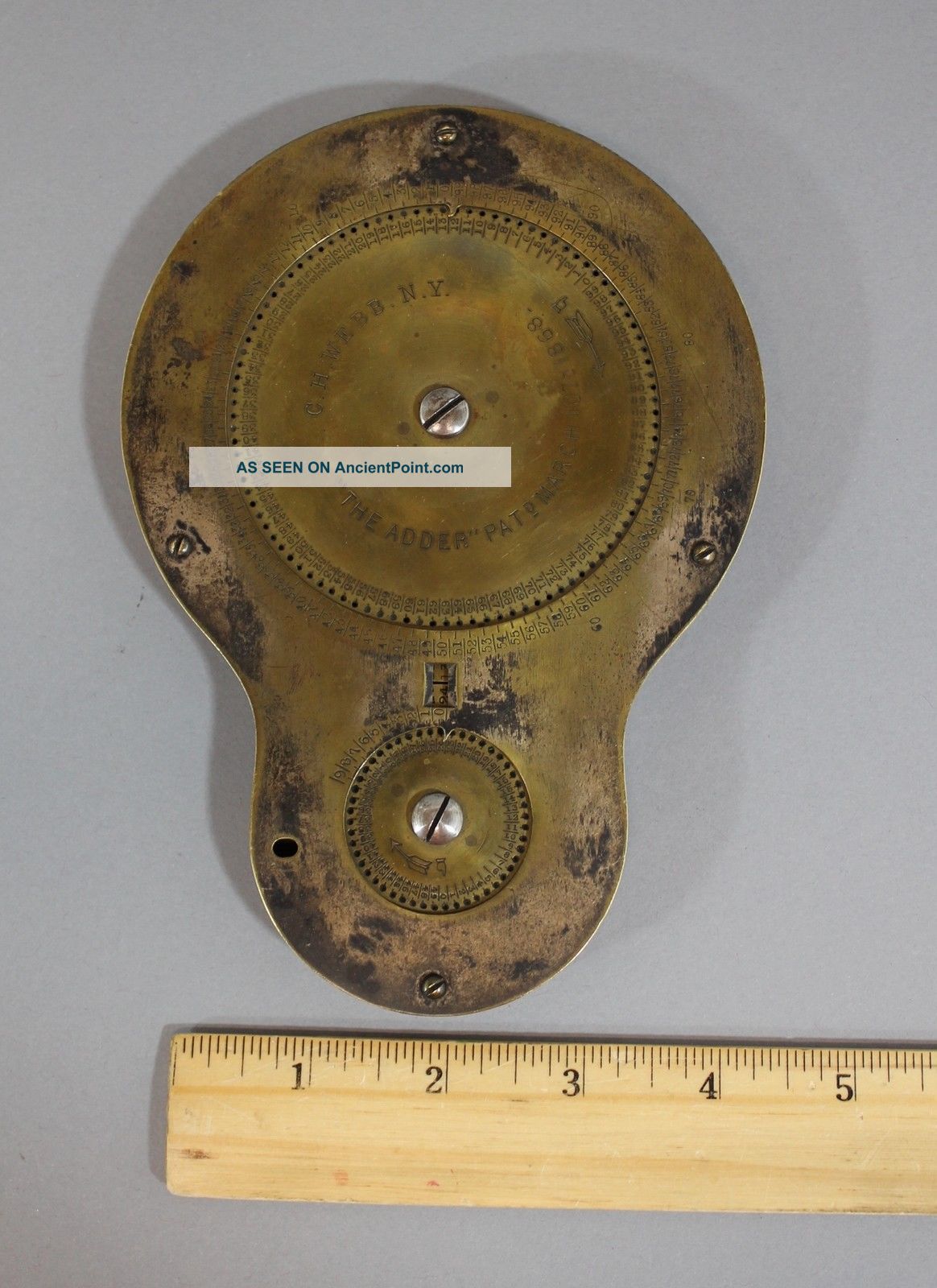 19thc Antique 1868 C.  H.  Webb York,  The Adder Mathematical Calculator Cash Register, Adding Machines photo
