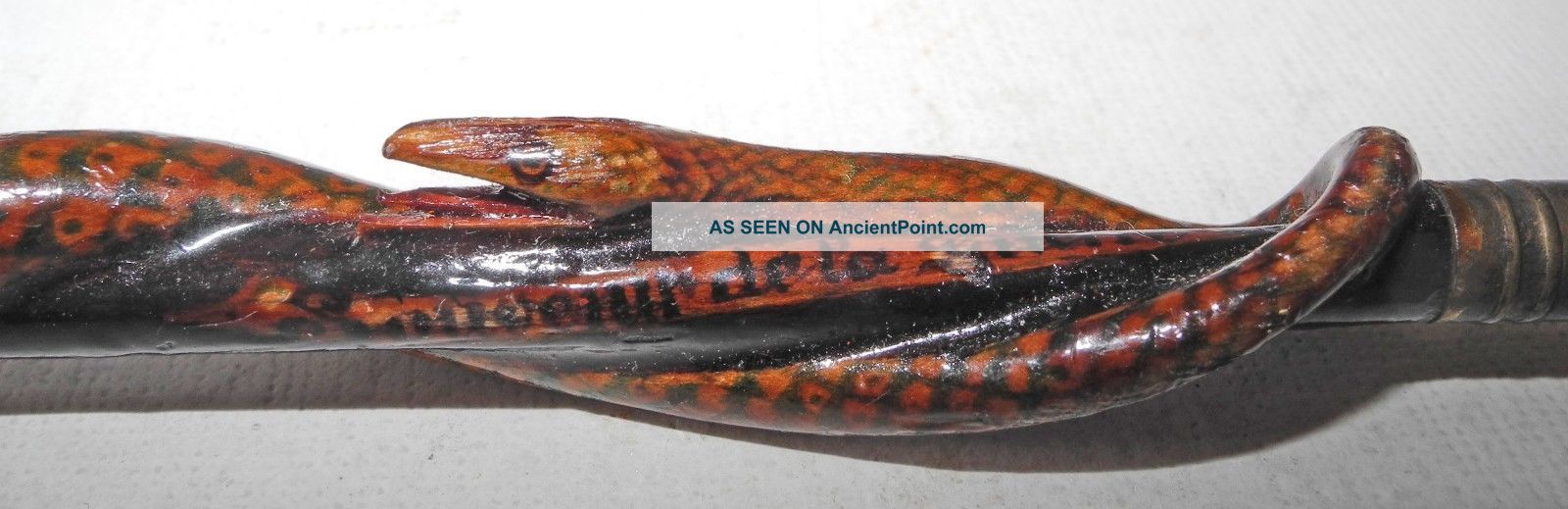 Wwi Carved Wood Penholder With A Coiled Snake And Marked Souvenir De La Guerre Other Antique Woodenware photo
