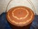 Antique Tin Red Pale Canister Toleware Handpainted Flowers Signed B.  C.  P Primitives photo 2