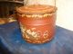 Antique Tin Red Pale Canister Toleware Handpainted Flowers Signed B.  C.  P Primitives photo 3