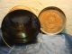 Antique Tin Red Pale Canister Toleware Handpainted Flowers Signed B.  C.  P Primitives photo 6