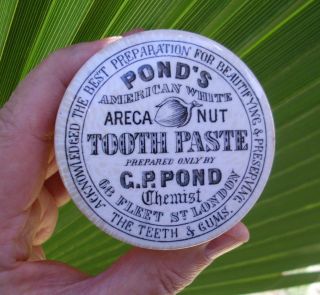 Antique,  Ceramic,  American White Pond ' S Chemist Areca Nut Tooth Paste Jar Pot Lid photo