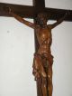 Antique Lrg.  (58x29) Crucifix W.  Carved Linden Wood Corpus Christy Carved Figures photo 1