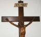 Antique Lrg.  (58x29) Crucifix W.  Carved Linden Wood Corpus Christy Carved Figures photo 2