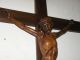 Antique Lrg.  (58x29) Crucifix W.  Carved Linden Wood Corpus Christy Carved Figures photo 3