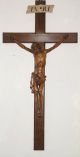 Antique Lrg.  (58x29) Crucifix W.  Carved Linden Wood Corpus Christy Carved Figures photo 7