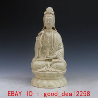 Chinese Porcelain Hand - Carved Kwan Yin Statue photo