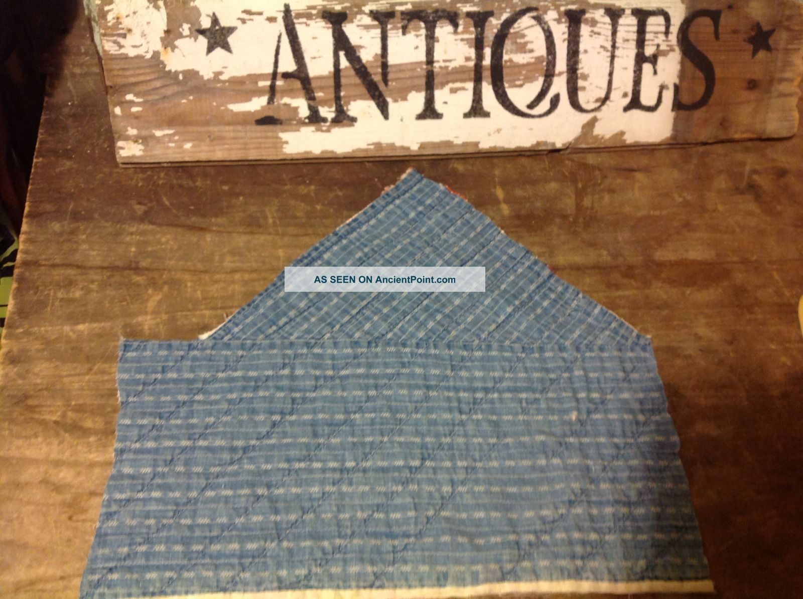 Moprimitivepast Antique Primitive Indigo Blue Lge Stacker Candle Mat Calico Primitives photo