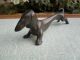 Antique Pair Kayserzinn Dachshund Dog Knife Rests Art Nouveau Pewter Art Nouveau photo 5