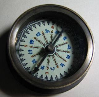 Brass Nautical Desk Compass & 100 Years Calendar In photo