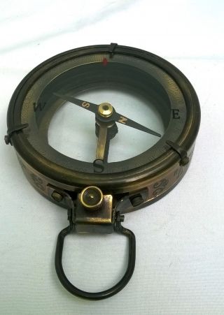 Nautical Maritime Map Reader Brass Glass Lens Compass photo