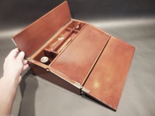 Antique Vintage Style Folding Mahogany Writing Slope Lap Desk Campaign Box Kit photo