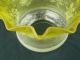 Victorian Acid Yellow Deeply Etched Glass Tulip Oil Lamp Shade 4 