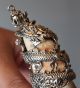 Chinese Antique Boars Tooth Wild Hog Silver Dragon Protective Talisman Pendant W Other Antique Chinese Statues photo 1