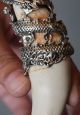 Chinese Antique Boars Tooth Wild Hog Silver Dragon Protective Talisman Pendant W Other Antique Chinese Statues photo 2
