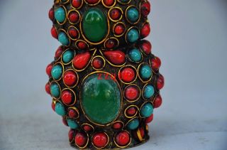 Vintage Handmade Tibetan Turquoise Coral Beads Snuff Bottle Cx72 photo