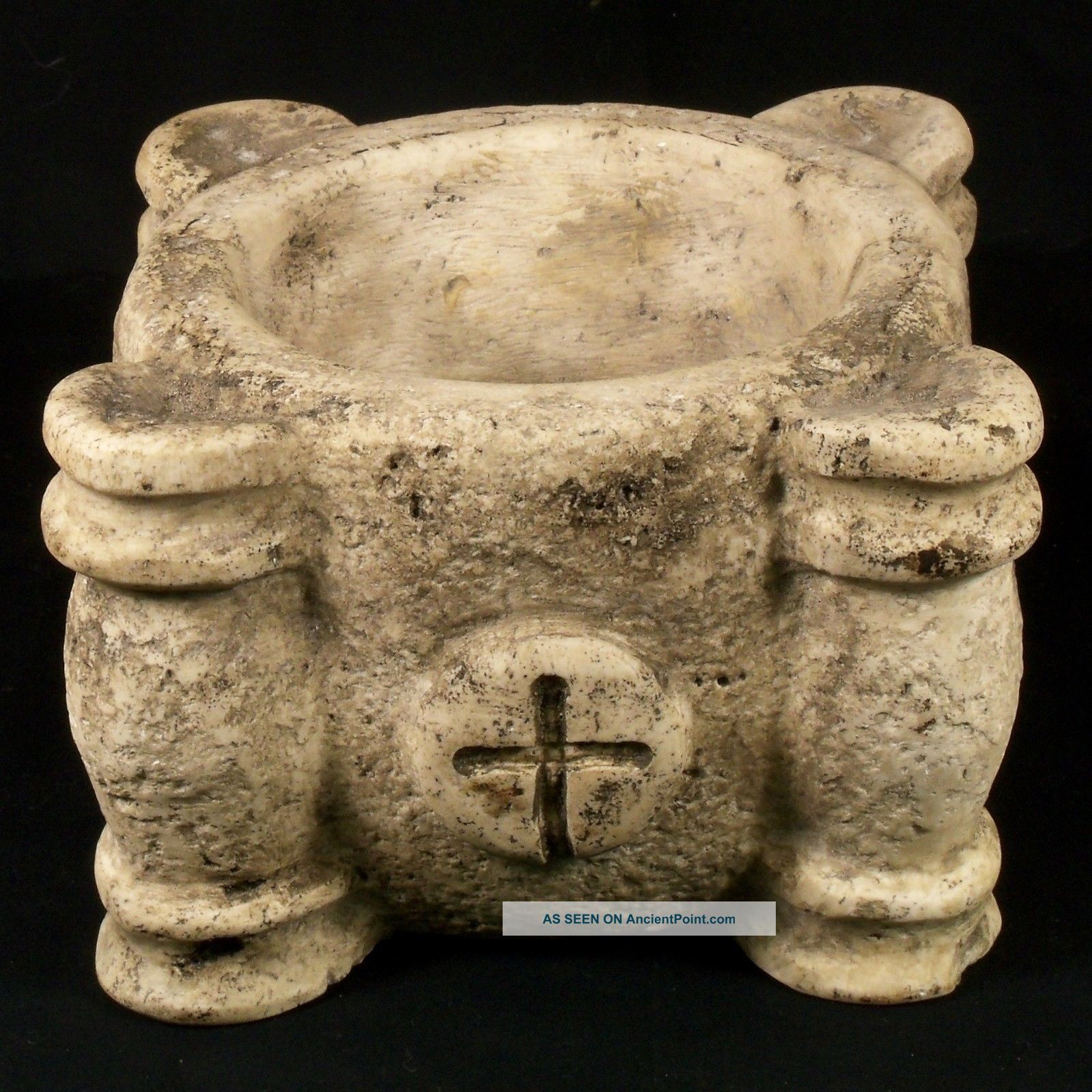 Antique Medieval Stone Decorated Mortar Ca Xiii - Xv Century Primitives photo
