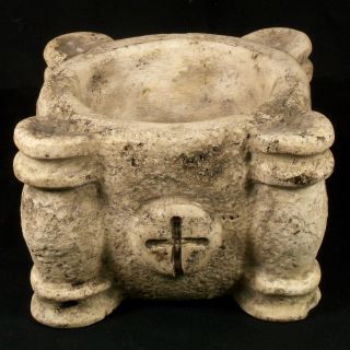 Antique Medieval Stone Decorated Mortar Ca Xiii - Xv Century photo