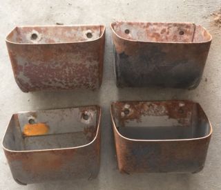 4 Vintage Feed/grain Metal Buckets - Planter - Organizer - Industrial - photo