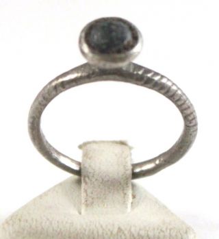 Medieval Or Post - Medieval Silver Ring With Black Stone 274 photo