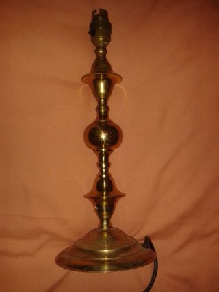 Impressive Vintage 12 Inch Solid Brass Electric Dual Pin Table Lamp photo