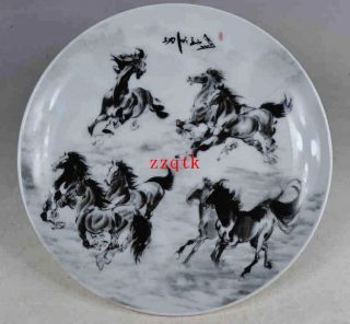 China ' S Old Handmade Exquisite Decorative Porcelain Plates - Horse photo