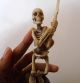 Bali Netsuke Skull Skeleton Samurai Sword Statue From Deer Antler Carved_v30 Statues photo 3
