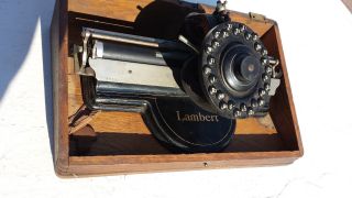 Lambert Antique Typewriter With Case Very Rare Model 3.  Look At Pictures photo