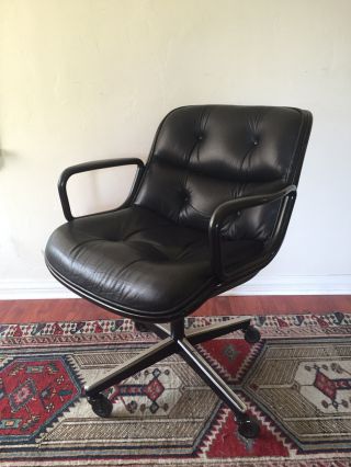 $2,  312 Knoll Black Leather Pollock Chair Eames Miller Dwr Design Reach photo