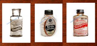 3 Vintage Heroin Bottle Prints 1800s Antique Medical Oxycodon Ships From Usa photo