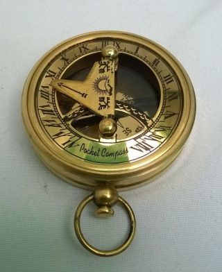 Vintage Maritime West London Antique Brass Sundial Compass Nautical Decor photo