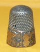 Antique Victorian Art Nouveau Sterling Silver W/ Gold 9 Sewing Thimble Signed Thimbles photo 2