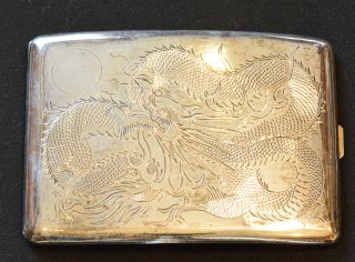 China Qing Dynasty Antique Silver Cigar Box With Dragon photo