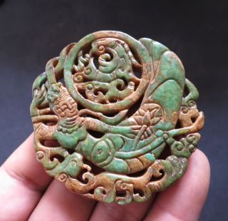 Old Chinese Green Jade Hand - Carved Fairy Amulet Pendants N44 photo