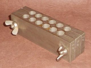 Vintage Pharmacy Suppository Mold Three Piece 12 Cavity Nickle - Plated Brass photo