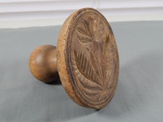 Antique Primitive Carved Wood Butter Mold Press Stamp Flower Early America 4 photo