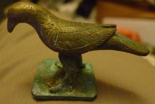 Rare Brass Antique African Namibian Or Gold Coast Bird Figure Statue Nr photo