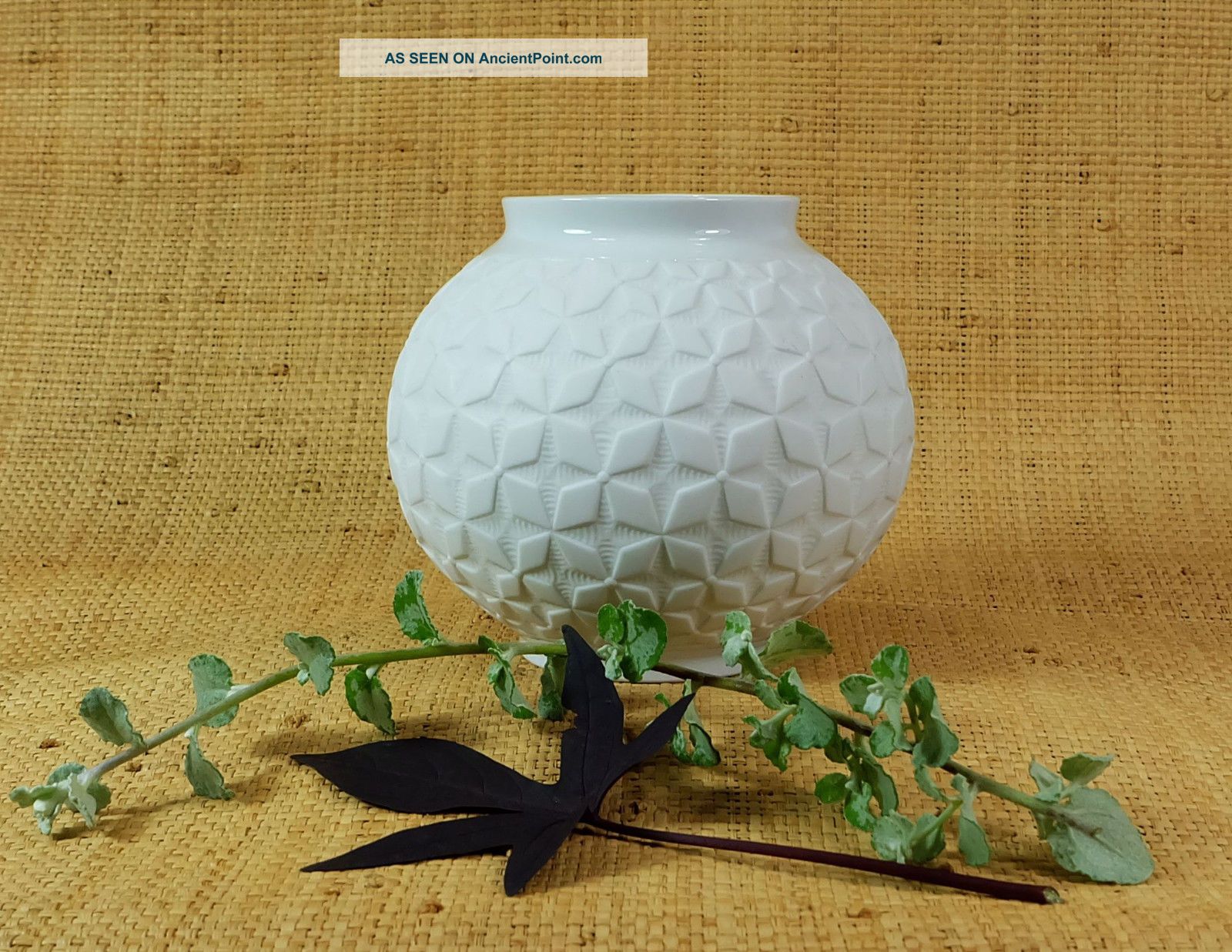 White 60 ' S Vase Vasarely Op Art Relief Edelstein Porcelain Matte Glaze Mid-Century Modernism photo
