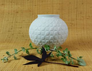 White 60 ' S Vase Vasarely Op Art Relief Edelstein Porcelain Matte Glaze photo