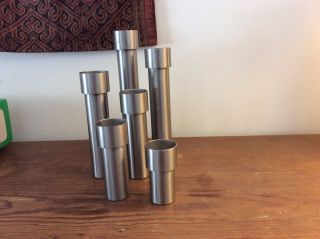 6 Mcm Cultura Sweden Stainless Graduated Candle Holders - Scarce photo