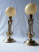 Rare Pair Antique Gimbal Lamps Ship Or Pullman 1 Marked Harcourts - Heavy Edwardian (1901-1910) photo 2