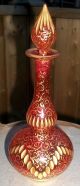 Moser Bohemian Art Nouveau Gilt Enameled Art Glass Cranberry Perfume Bottle 8.  25 Perfume Bottles photo 1
