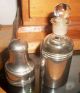 C.  1920 Art Deco Glass Perfume Apothecary Bottle & Stopper Silver Plated Flask Perfume Bottles photo 1