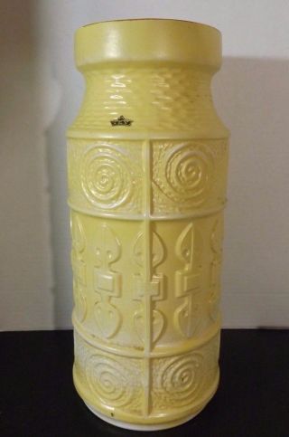 1960 ' S Mid Century Yellow Bay West Germany Pottery Brutalist 18 In.  Floor Vase photo