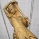 Art Deco Egyptian Revival Golden Boy Statue Male Torch Bearer Candle Holder Lamp Metalware photo 7