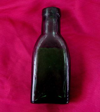 Antique Russian Bottle Poison Green Glass,  Crossed Bones,  19th Century Rare photo