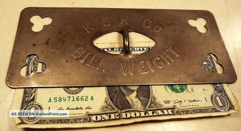 Antique Steel Ncr Co.  National Cash Register Paper Money Bill Paperweight C1900 Cash Register, Adding Machines photo