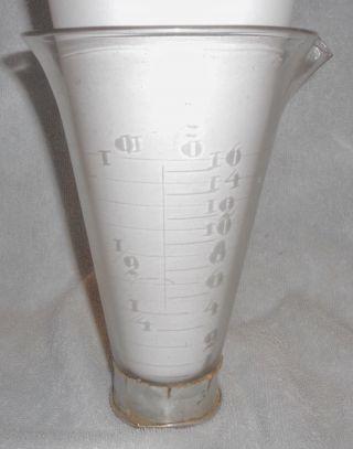 Early Antique Hand Etched Glass Graduated Cylinder Beaker Pitcher Weighted Base photo